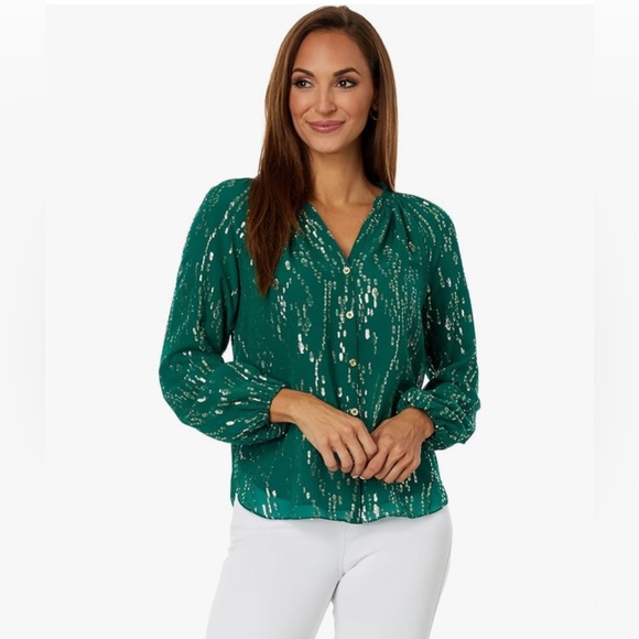 Lilly Pulitzer Tops - Lilly‎ Pulitzer Silk Long Sleeve Button Up Blouse Size XS